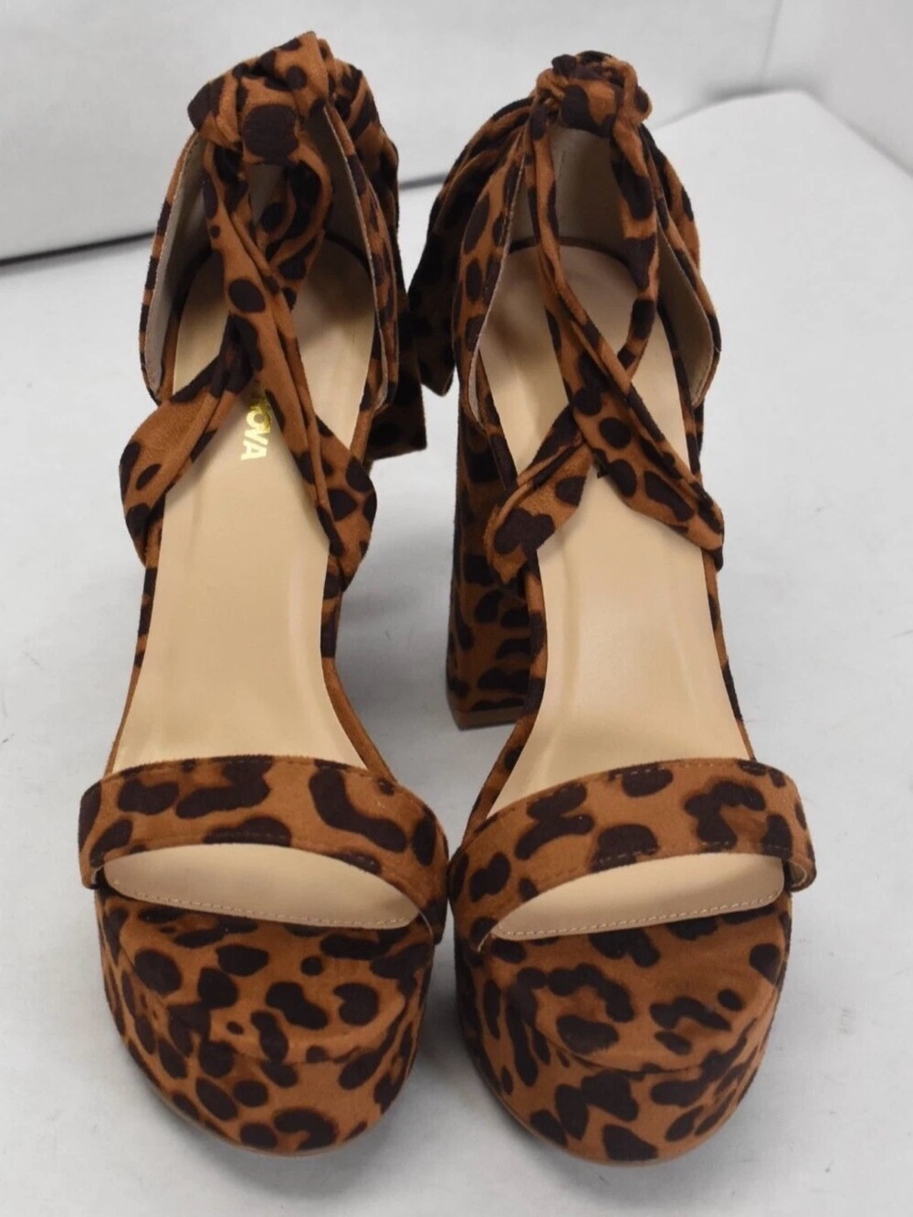 Fashion Nova Leopard Platform Block Heel Sandals - Brown/Black